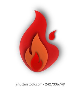 Fire flame isolated on white. Fire flame vector illustration design template. Modern art isolated graphic. Fire sign. Vector Illustration