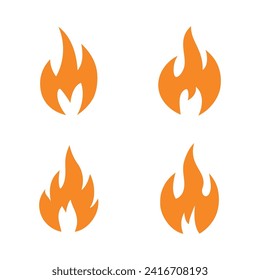 Fire flame isolated vector illustration on white background.