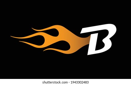 Fire Flame letter B Logo Design Template. Burning Flame Letter B Logo