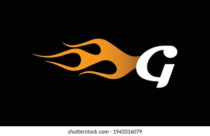 Fire Flame letter G Logo Design Template. Burning Flame Letter G Logo