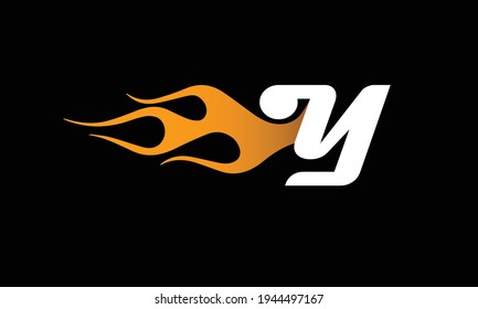 Fire Flame letter Y Logo Design Template. Burning Flame Letter Y Logo