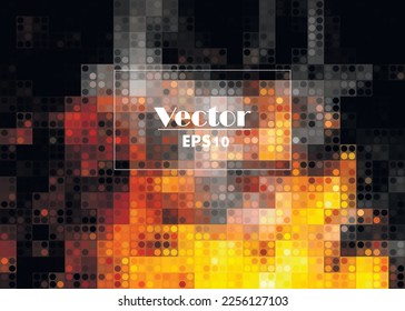 fire flame with light smoke and sparks pixel vector abstract image