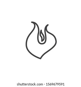 Fire flame line icon. Bonfire linear style sign for mobile concept and web design. Hot flaming outline vector icon. Symbol, logo illustration. Vector graphics
