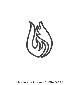 Fire flame line icon. Bonfire linear style sign for mobile concept and web design. Hot flaming outline vector icon. Symbol, logo illustration. Vector graphics