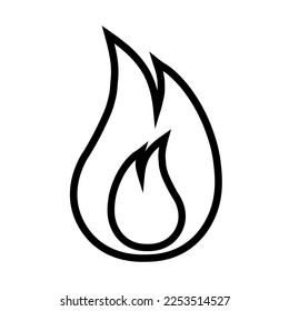 Icono de la línea de llama de fuego en estilo plano Símbolo de fuego aislado en fondo blanco Señales de llama simples Icono de incendio abstracto en la ilustración del vector negro para diseño gráfico, Web, UI, aplicación móvil