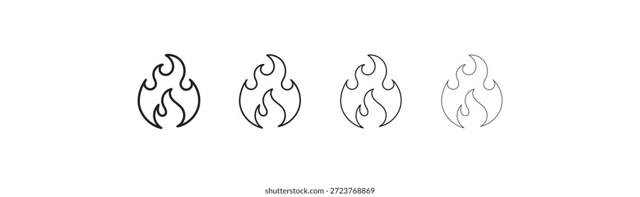 Symbol für Feuerflammenlinie. Verbrennung, Wärme, brennende Icons in linearer Stilsammlung. Vektorgrafik