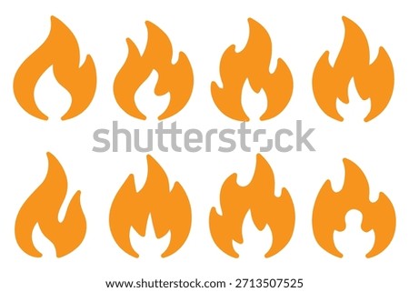 Fire, flame line icon set. burning, heat, energy icons in line art style collection
