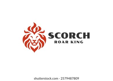 fire flame lion head logo design template
