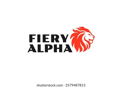 fire flame lion head logo design template