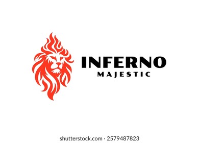 fire flame lion head logo design template