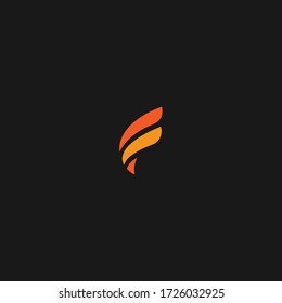 Fire or Flame logo with abstract letter F