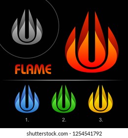 Fire Flame Logo abstract vector design element template, Creative concept business logotype, Vector illustration