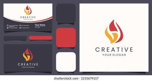 Feuerflamme-Logo kombiniert mit Buchstaben H Design Vektorgrafik-Droplet-Form.