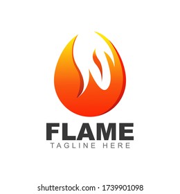 Fire flame logo design round shape template. Heat burn blaze illustration symbol of hot, energy, burn, and passion. Vector icon graphic illustration for element emblem torch, brand oil and gas company