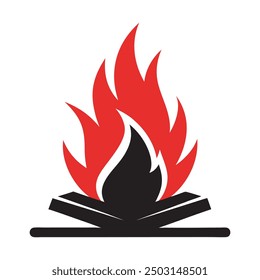 Fire Flame Logo design Silhouette. Bonfire vector Logotype icon