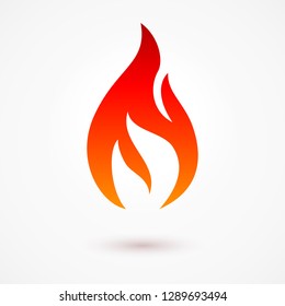Fire Flame. Logo Design Template. Icon for Design with Shadow Effect