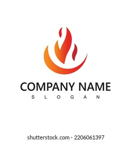 Fire Flame Logo Design Template. Creative Circle Burn Fire Logo Concept Icon