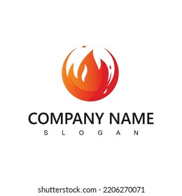 Fire Flame Logo Design Template. Creative Circle Burn Fire Logo Concept Icon