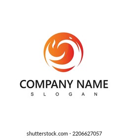 Fire Flame Logo Design Template. Creative Circle Burn Fire Logo Concept Icon