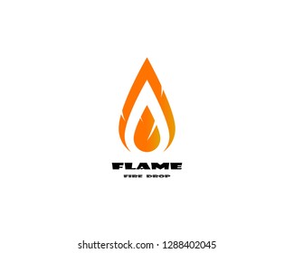 Fire flame logo design vector template droplet shape 