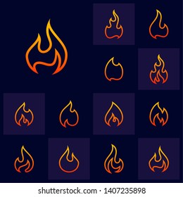 Fire Flame Logo Design Vector Template. Icon Symbol.