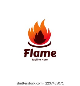 Plantilla vectorial de diseño del logotipo de llama de fuego. Icono de concepto del logotipo de incendio creativo. 