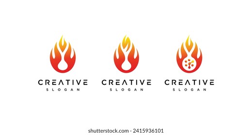 Fire Flame Logo design vector. Red and orange gradient Fire Silhouette Logotype icon