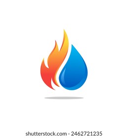 Fire Flame Logo design vector drop. Droplet Logotype
