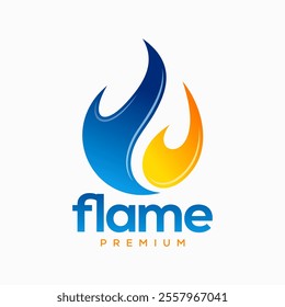 Fire Flame Logo design vector template drop silhouette. Creative Droplet Burn Elegant Bonfire Logotype Fire Logo concept icon.