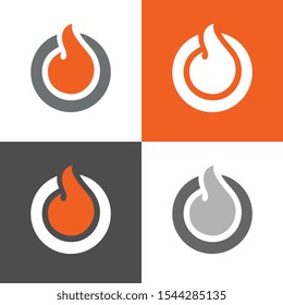 Fire flame logo emblem, burn circle icon design - Vector