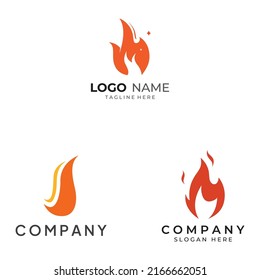 Logo de fuego o llama, logo de bola de fuego y miembros. Uso de un concepto de diseño vectorial.