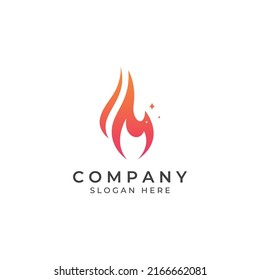 Logo de fuego o llama, logo de bola de fuego y miembros. Uso de un concepto de diseño vectorial.
