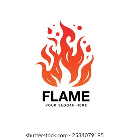 Logo Fire Flame. Ícone de chamas, fogueira, ilustração de vetor de design de logotipo de fogo. Modelo do logotipo da chama para restaurante ou café