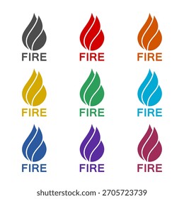Ícone do logotipo Fire Flame isolado no fundo branco. Definir ícones coloridos