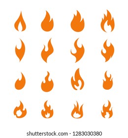 Fire flame logo icon set, vector illustration