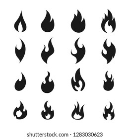 Fire flame logo icon set, vector illustration