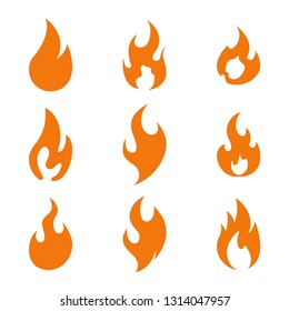 Fire flame logo icon set, vector illustration