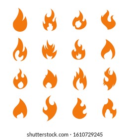 Fire flame logo icon set, vector symbols. Stock illustration