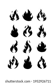 Fire flame logo and icons set vector illustration design template. Vector illustration.