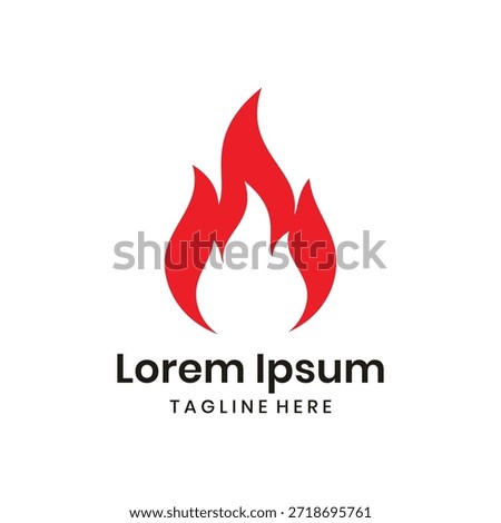 Fire flame logo,  minimalist red flame symbol