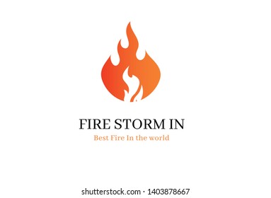 Fire Flame Logo - Red fire flat icons and pictograms isolated on white background for danger concept logo