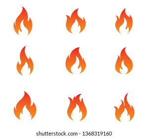 Fire flame logo set vector illustration design template