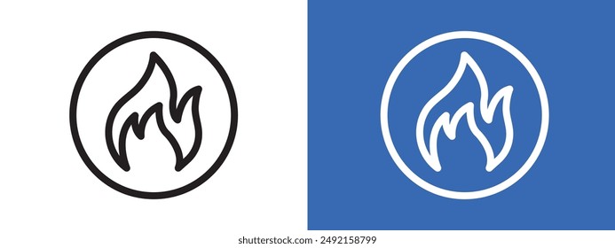 Conjunto de logotipo de llama de fuego con contorno de Vector