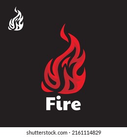 fire flame logo, silhouette of simple and red flame, vector illustrations