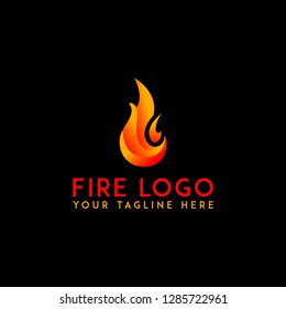 Fire flame logo template with black background