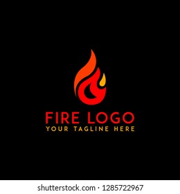 Fire flame logo template with black background