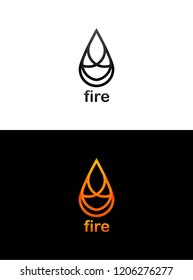 Fire flame logo template design with flat line shape