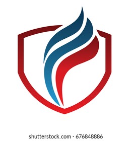Fire flame Logo Template  ellipse full color gold luxury shield