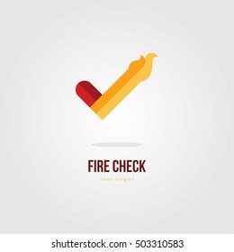 FIRE FLAME LOGO TEMPLATE EMBLEM CHECK RED