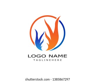 Fire flame Logo Template vector icon Oil,gas and energy logo concept - Vector